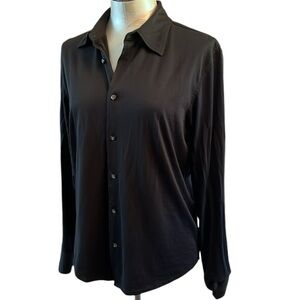 Express Womens Knit Button Down Shirt Black LonG Sleeves super soft size Small
